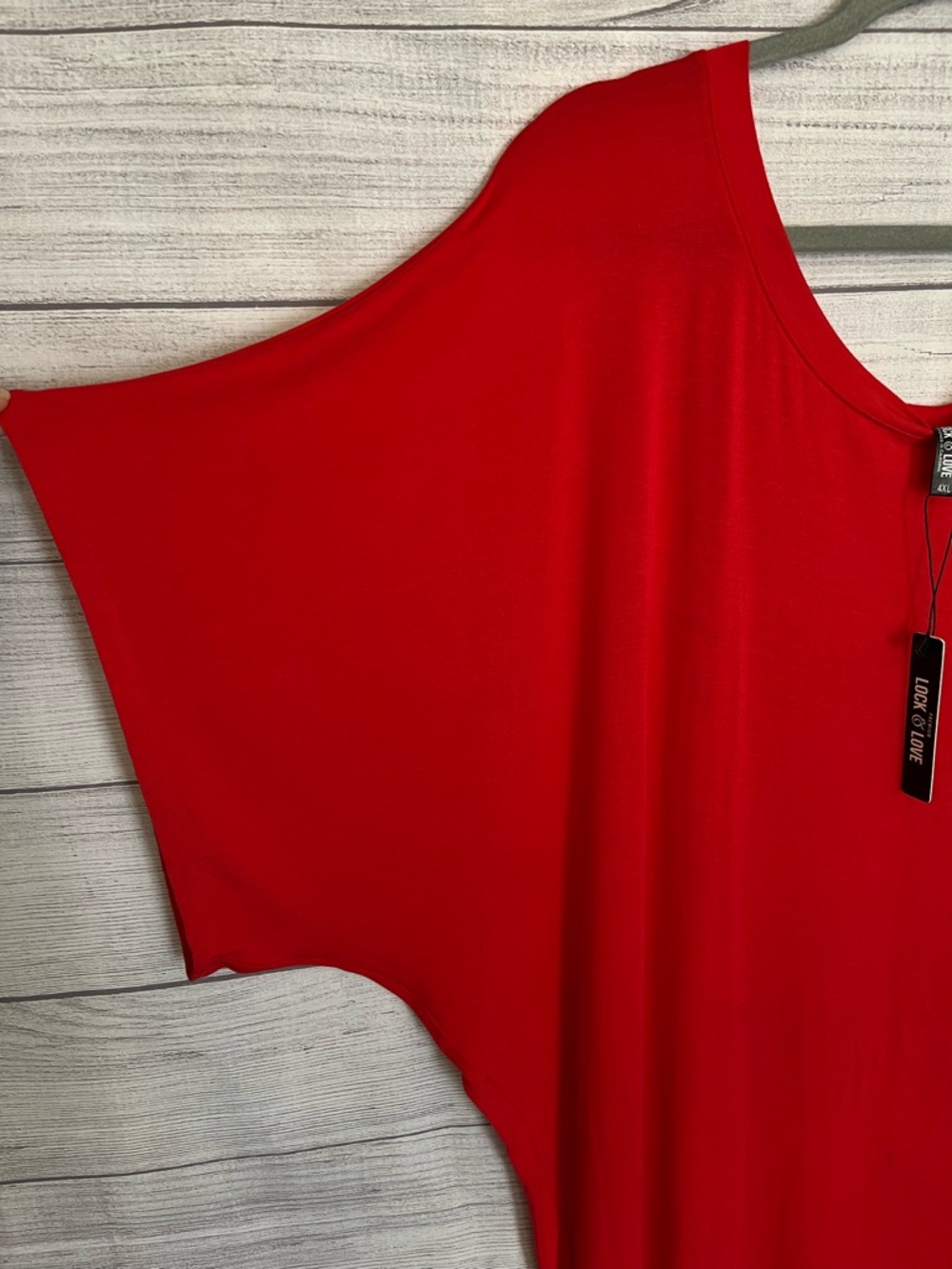 Premium Lock & Love | NWT Red Dolman Sleeve Draped Tunic - Picture 3 of 8